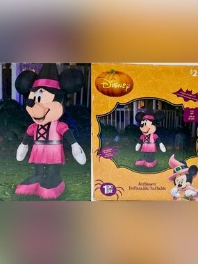 Gemmy X Disney Halloween Minnie Mouse Witch Airblown Inflatable LED 5’
